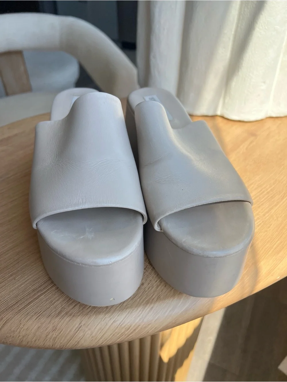 Steve Madden Cream Platform Slide Sandals
